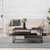 Contemporary Two Tone Metal Coffee Table - Dark Walnut - Image 4