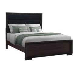 Adelaide - 5 Piece Full Bedroom Set With Upholstered Headboard And Accent Trim - Brown