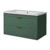 Wall Mounted Bathroom Vanity With Resin Sink, Floating Bathroom Storage Cabinet With 2 Drawers, Bathroom Cabinet - Green - Image 10