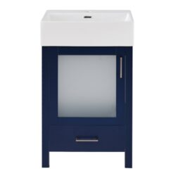 Bathroom Vanity With Ceramic Sink And Ample Storage, Ideal For Small Bathrooms - Blue