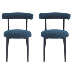 Dining Chair (Set of 2), Modern Dining Room Chairs - Black / Navy Blue