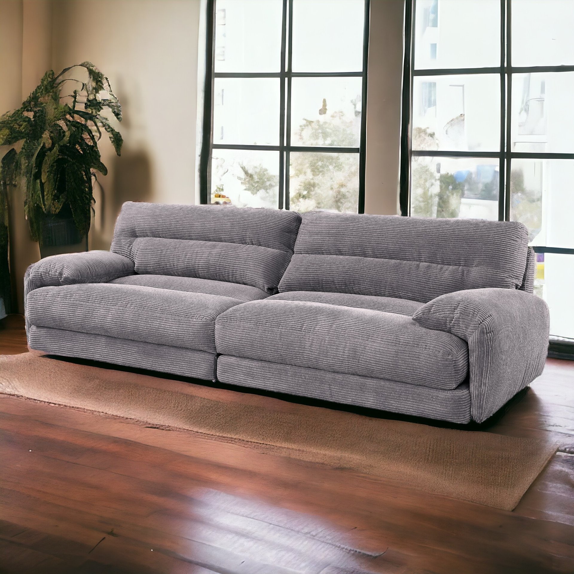 Cadenza - Corduroy Loveseat - Gray - Image 9