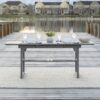 Modern Slat Top Solid Acacia Wood Butterfly Outoor Dining Table - Gray Wash - Image 6