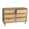 Modern Rattan Dresser With 6 Drawers For Bedroom And Living Room - Oak - Image 5