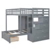 Full Over Twin Bunk Bed With Wardrobe, Drawers - Gray - Image 23