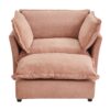 Modern Cozy Upholstered Armchair Sofa With Movable Ottoman, Wide Seat And Curved Armrests - Pink - Image 12