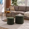 Multi Functional Combination Set Table Ottoman With Drum Stool And Storage Space Dark - Dark Green - Image 4