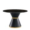 Marble Printed Round Dining Table - Black Columnar Base With Gold Annulus Not Including Chairs - Black - Image 4