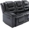 3 Seater Home Theater Recliner Manual Recliner Chair With Two Built-In Cup Holders For Living Room - Black - Image 25