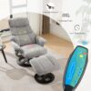 Recliner Chair With Ottoman Modern 360° Swivel Lounge Chair With Footstool Chenille Fabric 5 Point Vibration Massage Seat Heating & 140° Adjustable Backrest - Gray - Image 4