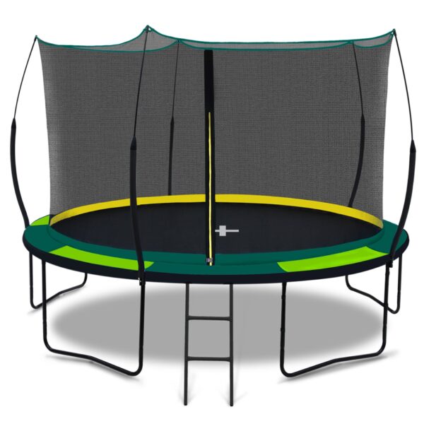 Yc 12Ft Recreational Trampolines With Enclosure For Kids And Adults With Patented Fiberglass Net Poles Pumpkin - Green