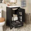 18" Bathroom Vanity With Sink, Soft Close Drawers, Door Organizer, Divider Drawer, Adjustable Foot Pads - Black - Image 2