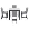 5-Piece Counter Height Dining Table Set With One Faux Marble Top Dining Table And Four Velvet Upholstered Chairs - Gray - Image 15
