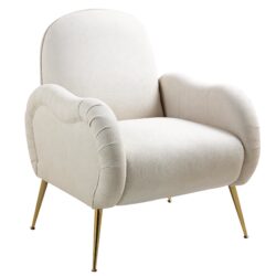 Modern Accent Chair With Snowflake Fabric And Metal Legs, Single Sofa Chair For Living Room - Beige