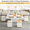 Lift Top Coffee Table With 4 Storage Stools, Multi Functional Adjustable Coffee Table For Living Room - White - Image 11