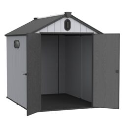 Modern Resin Plastic Storage Shed 6X8Ft For Backyard Garden Tool Storage - Black / Gray