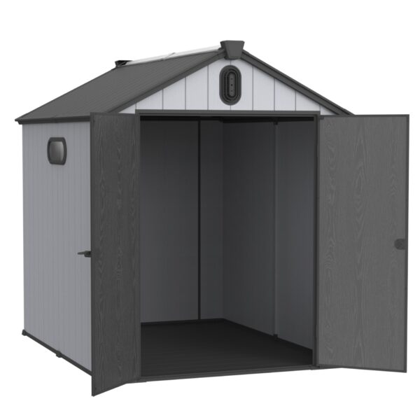 Modern Resin Plastic Storage Shed 6X8Ft For Backyard Garden Tool Storage - Black / Gray