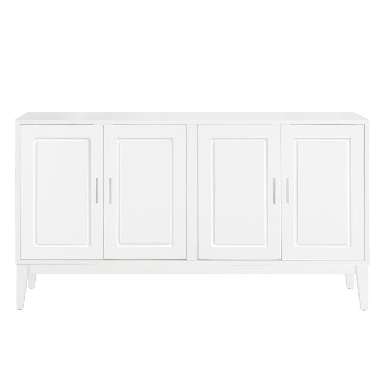 4 Door Sideboard Storage Cabinet With Door Shelf For Living Room And Dining Room, 2 Large Cabinets With Adjustable Shelf - White - Image 19