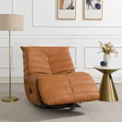 Talmon - Synthenic Leather Glider Recliner With Swivel - Orange