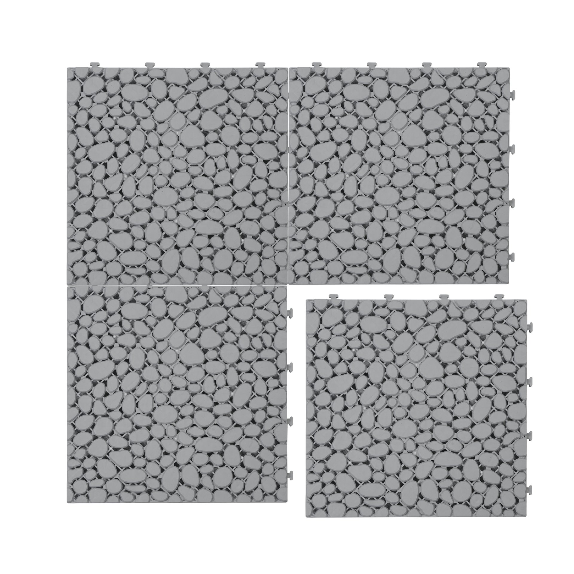 Interlocking Deck Tiles Plastic Waterproof Outdoor All Weather Anti-Slip Bathroom Shower Balcony Porch Strong Weight Capacity Upto 440 Lbs, Pebble Stone Pattern Pack Of 12 - Gray - Image 14