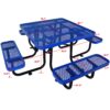 Outdoor Steel Picnic Square Table With Umbrella Pole - Blue - Image 3