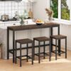Modern Design Long Dining Table Set With 3 Stools - Dark Brown - Image 4