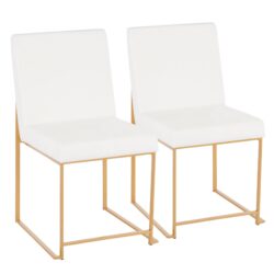 Fuji - Contemporary High Back Dining Chair (Set of 2) - Gold / White