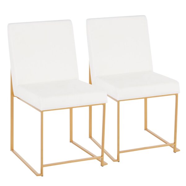 Fuji - Contemporary High Back Dining Chair (Set of 2) - Gold / White