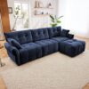 Elegant 3 Seater Sofa Set With Ottoman And Pillows, Textured, High Resilience Cushions - Blue - Image 13