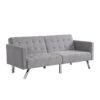 Futon Sofa Bed Convertible Folding Lounge Couch, Armrests - Light Gray - Image 6