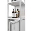 Bamboo Storage Cabinet With Tall Linen Tower, Multi Functional For Bathroom And Living Spaces - White - Image 19