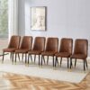 Dining Chair Set With Metal Legs And Elegant Design - Brown / Black - Image 2
