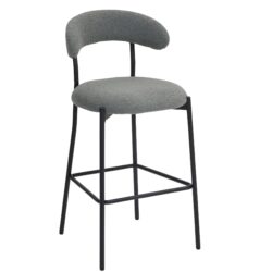 Counter Height Bar Stools Teddy Fabric Cover Kitchen Island Counter Bar Stool With Black Powder Coating Base And Footrest - Gray