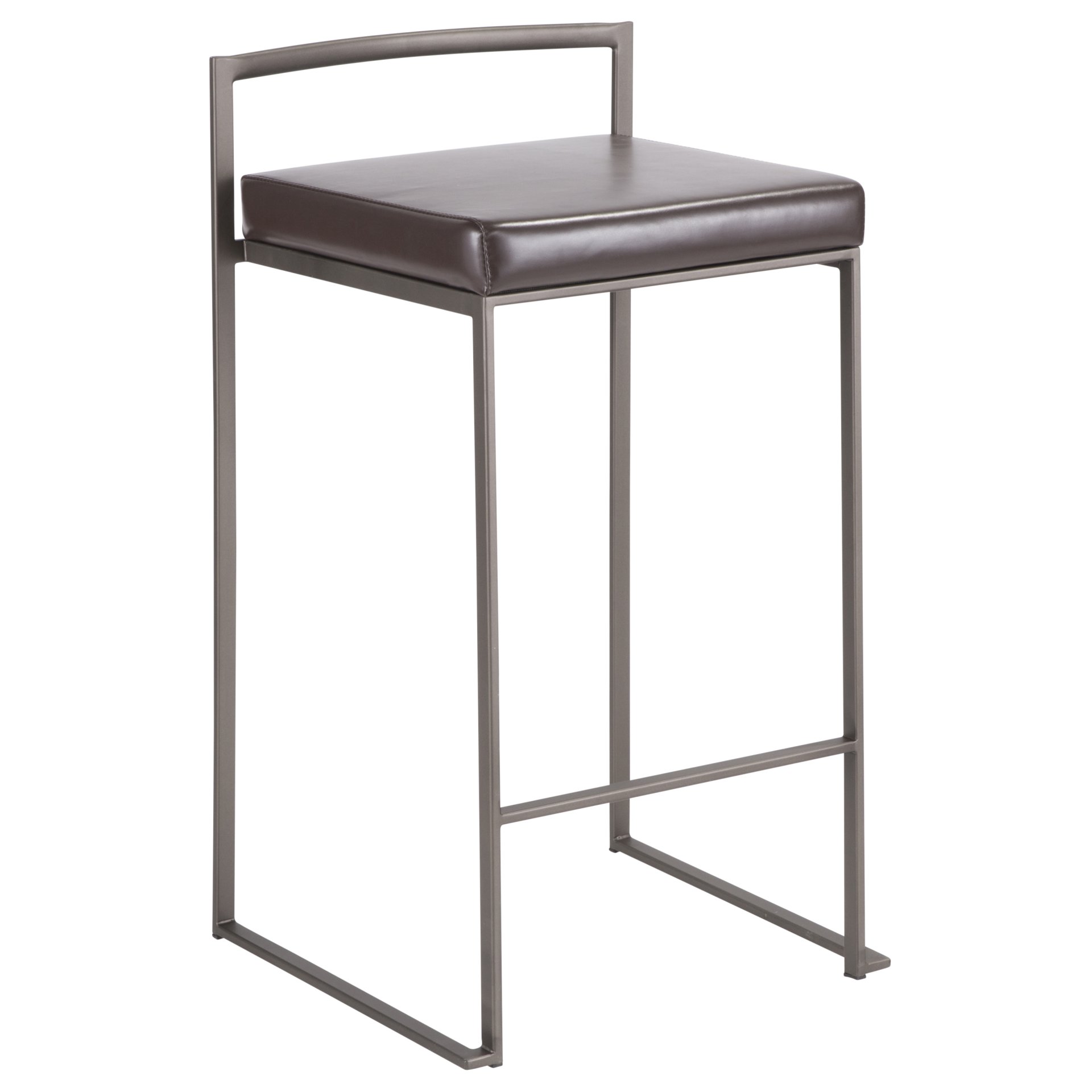 Fuji - Industrial, Stackable Counter Stool (Set of 2) - Brown - Image 2