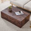 Luxurious Wood Grain Coffee Table With Fashion Texture Design - Walnut - Image 5