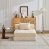 Convertible Floor Sofa Bed With Fixed Shape Frame For Living Room - Beige - Image 12
