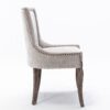 Ultra Side Dining Chair,Thickened Fabric Chairs With Neutrally Toned Solid Wood Legs, Bronze Nail Head (Set of 2) - Beige - Image 5