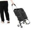 Foldable Shopping Stair Trolley With Triangular Wheels And Removable Waterproof Bag - Black - Image 19