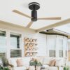 Modern Flush Mount Ceiling Fan With Led Light And Remote Control, 3 ABS Blades Noiseless Reversible Dc Motor For Patio Living Room - Matte Black - Image 8