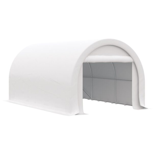 Outsunny - 10' x 16' Carport, Heavy Duty Portable Garage Storage Tent With Large Zippered Door, Anti-Uv Pe Canopy Cover For Car, Truck, Boat, Motorcycle, Bike, Garden Tools, Outdoor Work - White