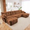 Exquisite Living 4 Seater Sofa Set With 2 Ottomans Frame, Premium Fabric - Burnt Orange - Image 13
