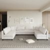 Modular Sectional Reversible U Shaped Couch Set, Free Combination Minimalist Style Oversized 8 Seat Convertible Sofa - Cream - Image 7