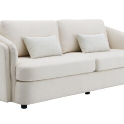 Mariko - Linen Sofa With 2 Toss Pillows - Beige