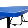 Rectangular Outdoor Steel Picnic Table With Umbrella Pole - Blue - Image 3
