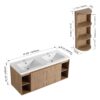 Modern 48" Wall Mounted Bathroom Vanity With Double Resin Sink And Storage Rack Soft Close Doors - Imitative Oak - Image 3