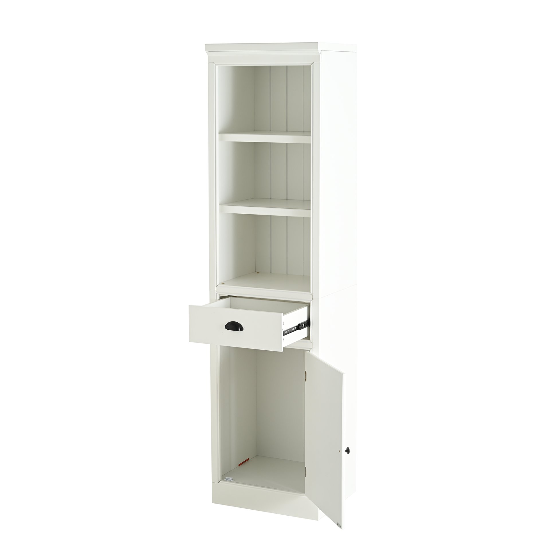 Retro Style 75'' Tall Display Shelf With Cabinet For Hallways Living Room Kitchen - White - Image 21
