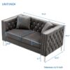Wide Sofa With Jeweled Buttons, Square Arm, 2 Pillows - Gray - Image 15