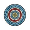 Vibrant Patio Side Table With Shelf, Floral Design Ceramic Tile - Blue / Black - Image 9