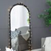 Hand Carved Rose Antique Mirror Frame, Large Arch Mirror Wall Decor For Living Room, Bathroom, Entryway - Black - Image 4