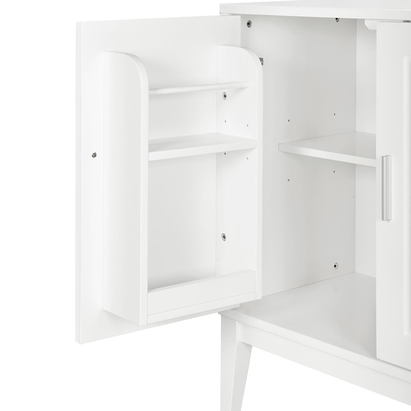4 Door Sideboard Storage Cabinet With Door Shelf For Living Room And Dining Room, 2 Large Cabinets With Adjustable Shelf - White - Image 24